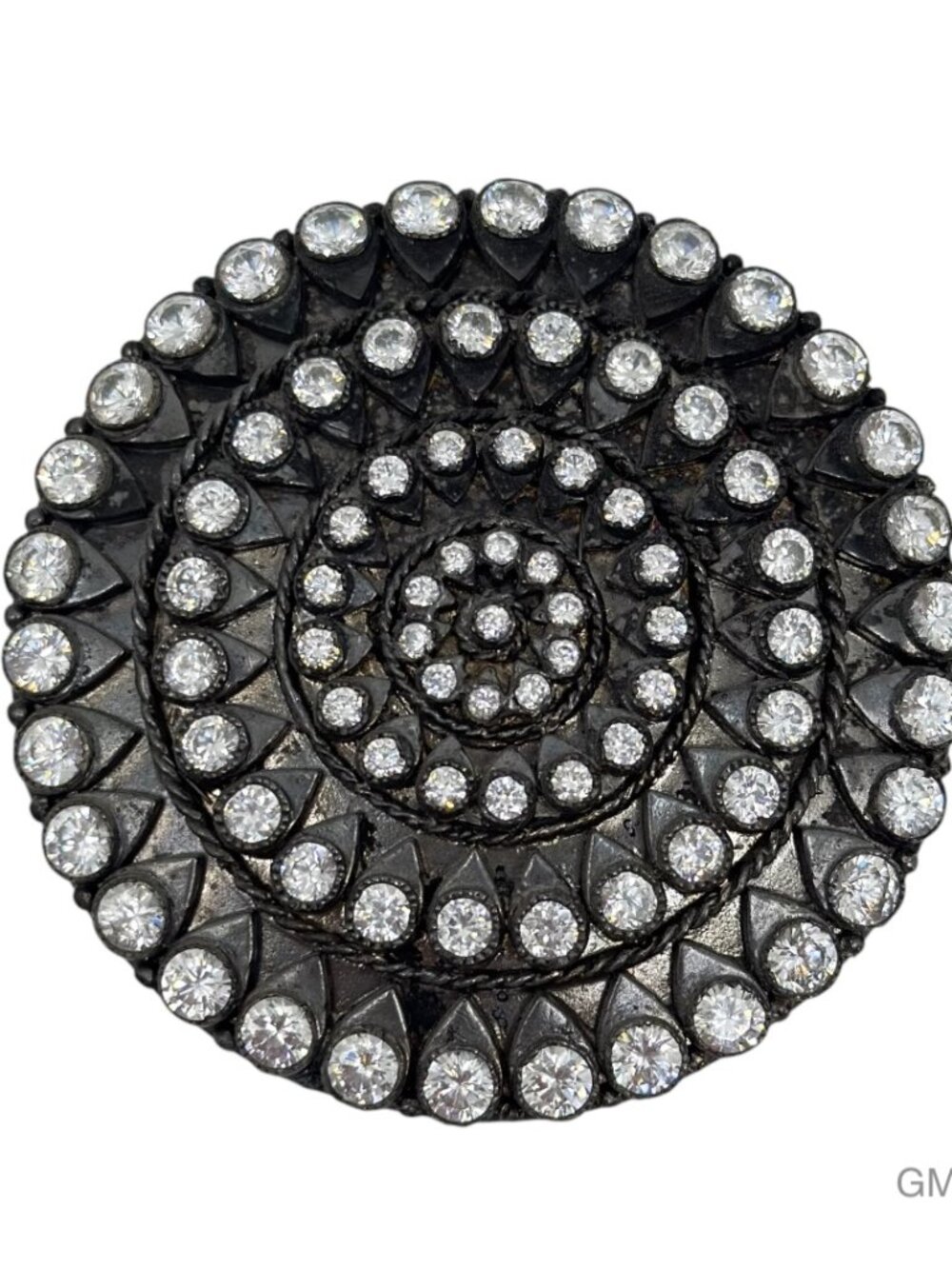 Vintage oversize sterling silver cubic zirconia brooch - GM1202